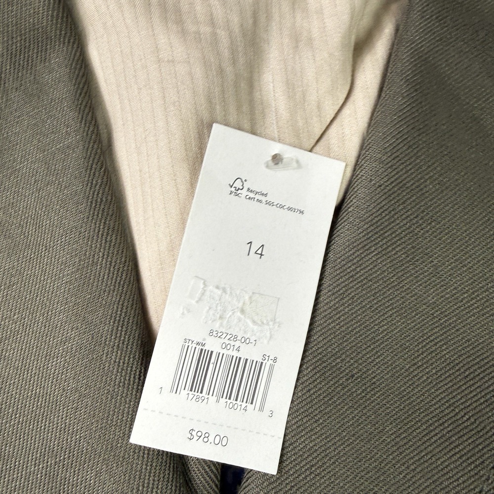 Banana Republic Olive Green Safari Travel Utility Vest Womens Size 14 Linen NWT - Picture 3 of 12
